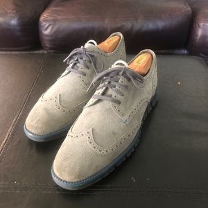 Cole Haan Zerogrand Wingtip Oxford Gray Suede Sz 9